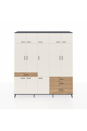 Hyperion Dolap 8 Raflı 4 Çekmeceli 3 Askılı 220x44x243 Antrasit-Aytaşı/Çam