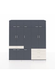 Hyperion Dolap 8 Raflı 4 Çekmeceli 3 Askılı 220x44x243 Antrasit-Antrasit/Aytaşı