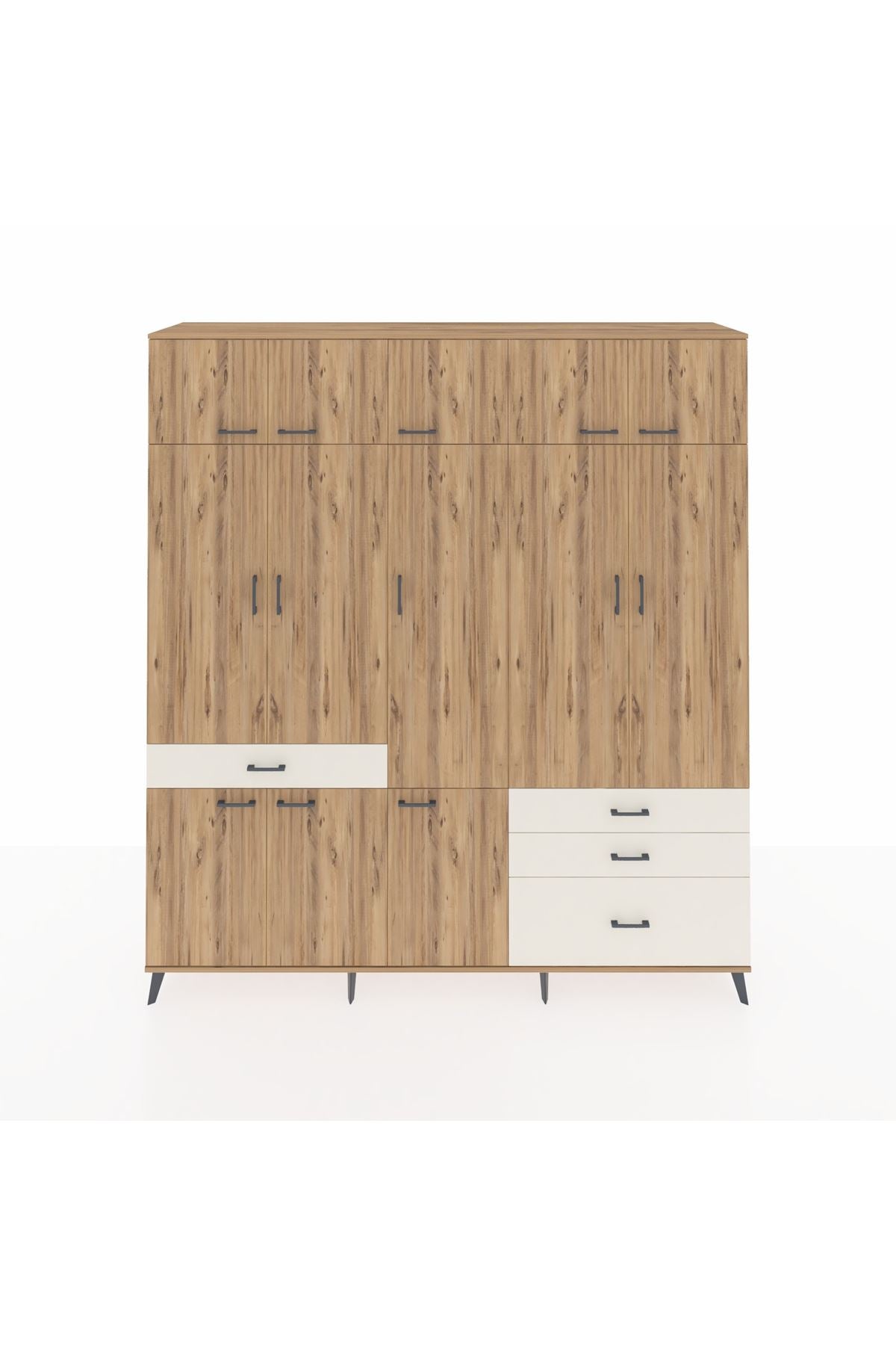 Hyperion Dolap 8 Raflı 4 Çekmeceli 3 Askılı 220x44x243 Çam-Çam/Aytaşı