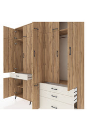 Hyperion Dolap 8 Raflı 4 Çekmeceli 3 Askılı 220x44x243 Çam-Çam/Aytaşı