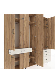 Hyperion Dolap 8 Raflı 4 Çekmeceli 3 Askılı 220x44x243 Çam-Çam/Aytaşı