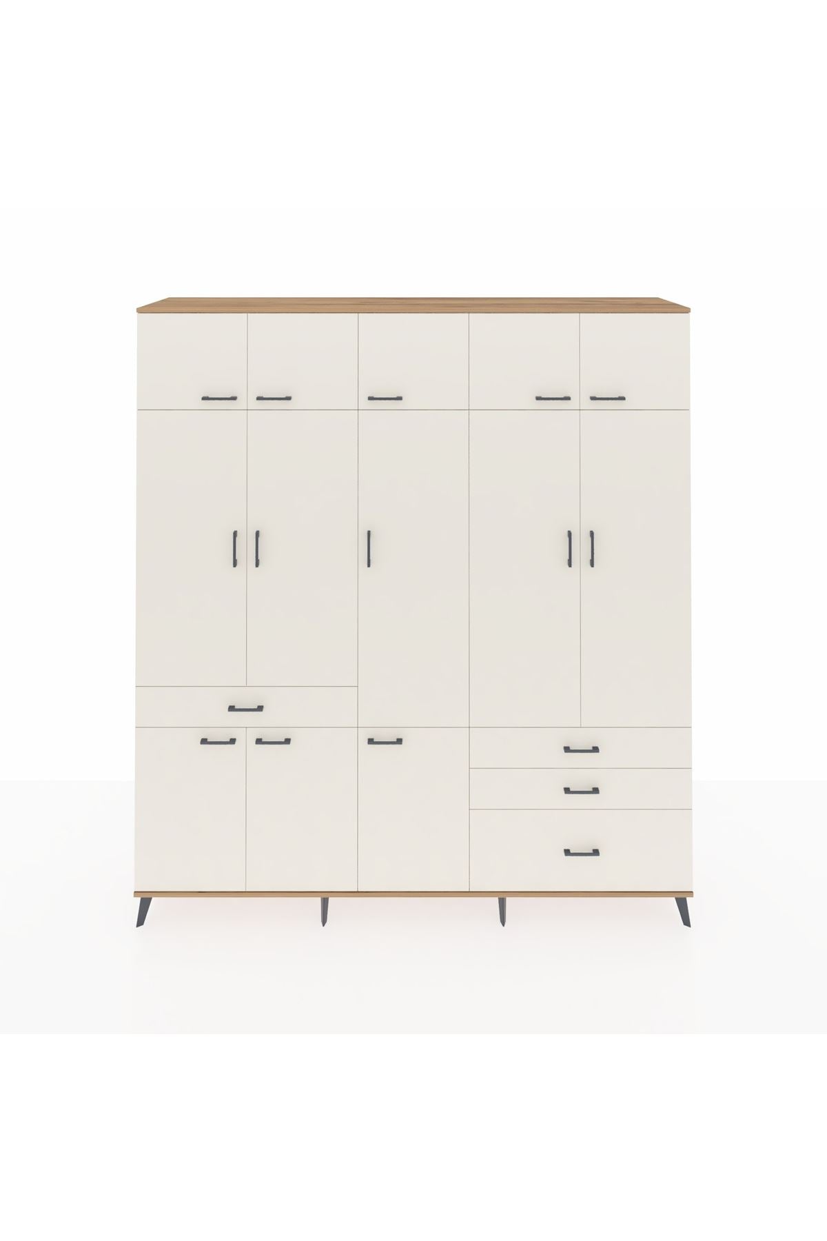 Hyperion Dolap 8 Raflı 4 Çekmeceli 3 Askılı 220x44x243 Çam-Aytaşı/Aytaşı