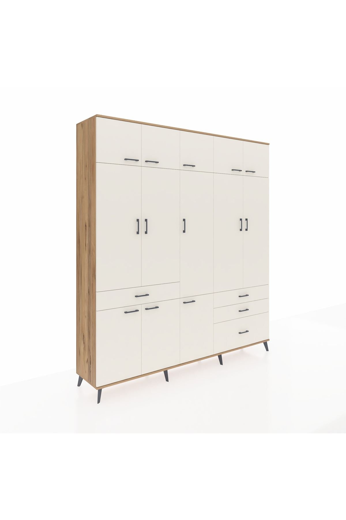 Hyperion Dolap 8 Raflı 4 Çekmeceli 3 Askılı 220x44x243 Çam-Aytaşı/Aytaşı