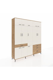 Hyperion Dolap 8 Raflı 4 Çekmeceli 3 Askılı 220x44x243 Çam-Aytaşı/Çam