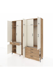 Hyperion Dolap 8 Raflı 4 Çekmeceli 3 Askılı 220x44x243 Çam-Aytaşı/Çam