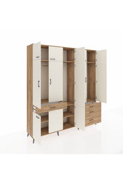 Hyperion Dolap 8 Raflı 4 Çekmeceli 3 Askılı 220x44x243 Çam-Aytaşı/Çam