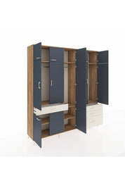 Hyperion Dolap 8 Raflı 4 Çekmeceli 3 Askılı 220x44x243 Çam-Antrasit/Aytaşı