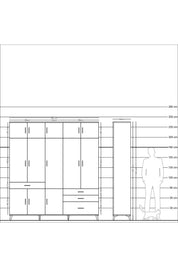 Hyperion Dolap 8 Raflı 4 Çekmeceli 3 Askılı 220x44x243 - S553M032V25B