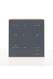 Hyperion Dolap 8 Raflı 4 Çekmeceli 3 Askılı 220x44x243 Çam-Antrasit/Antrasit