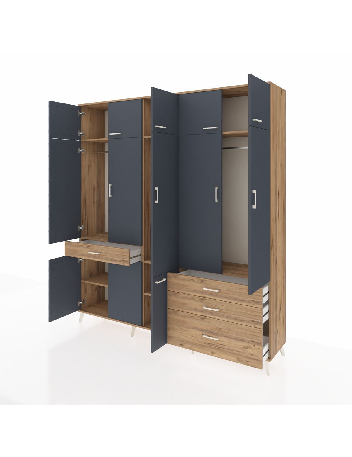 Hyperion Dolap 8 Raflı 4 Çekmeceli 3 Askılı 220x44x243 - S553M032V27B