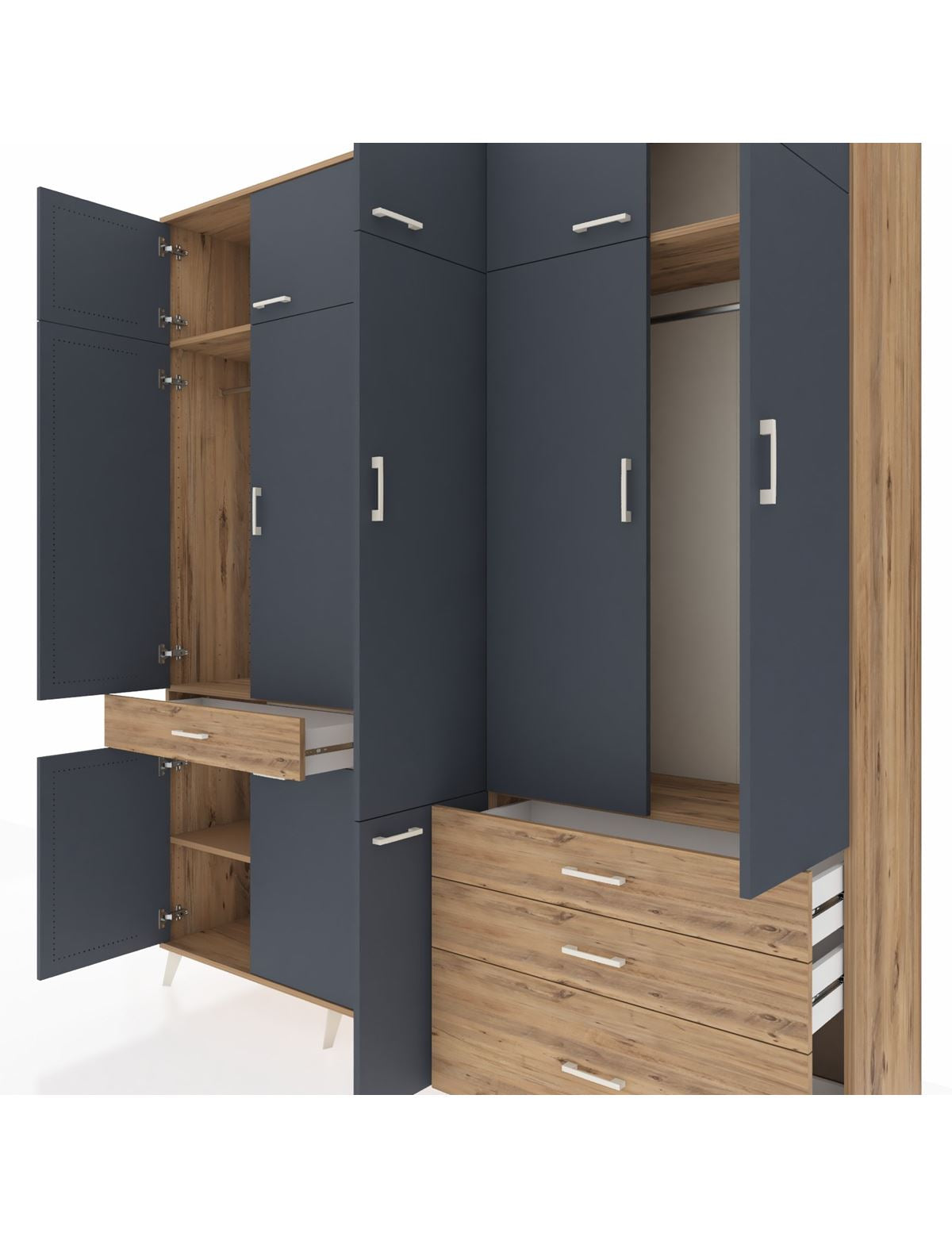 Hyperion Dolap 8 Raflı 4 Çekmeceli 3 Askılı 220x44x243 - S553M032V27B