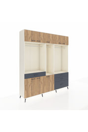 Hyperion Dolap 8 Raflı 4 Çekmeceli 3 Askılı 220x44x243 Aytaşı-Çam/Antrasit