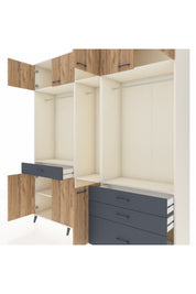 Hyperion Dolap 8 Raflı 4 Çekmeceli 3 Askılı 220x44x243 Aytaşı-Çam/Antrasit