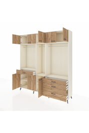 Hyperion Dolap 8 Raflı 4 Çekmeceli 3 Askılı 220x44x243 Aytaşı-Çam/Çam
