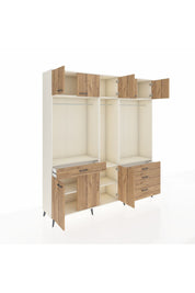 Hyperion Dolap 8 Raflı 4 Çekmeceli 3 Askılı 220x44x243 Aytaşı-Çam/Çam