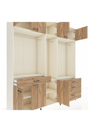 Hyperion Dolap 8 Raflı 4 Çekmeceli 3 Askılı 220x44x243 Aytaşı-Çam/Çam