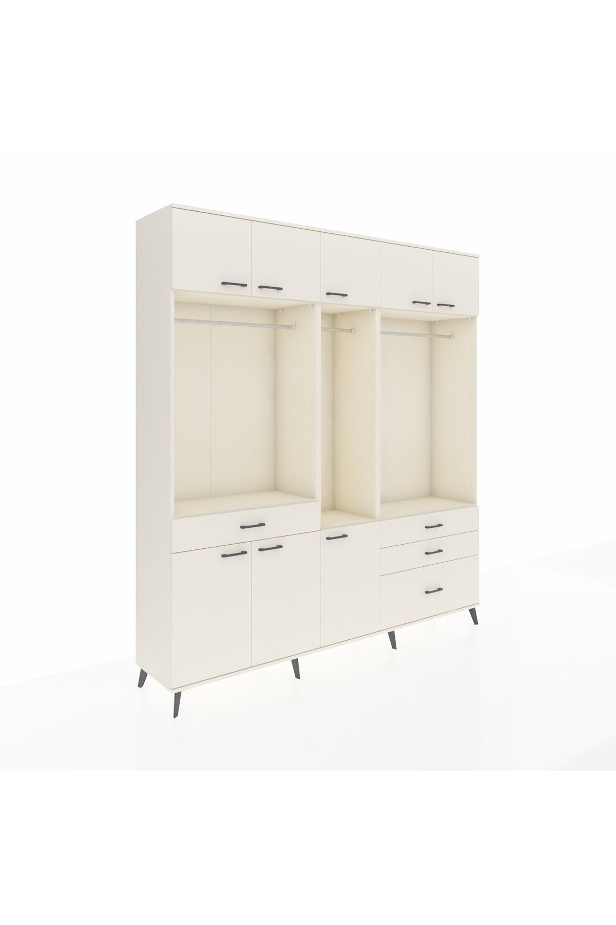 Hyperion Dolap 8 Raflı 4 Çekmeceli 3 Askılı 220x44x243 Aytaşı-Aytaşı/Aytaşı