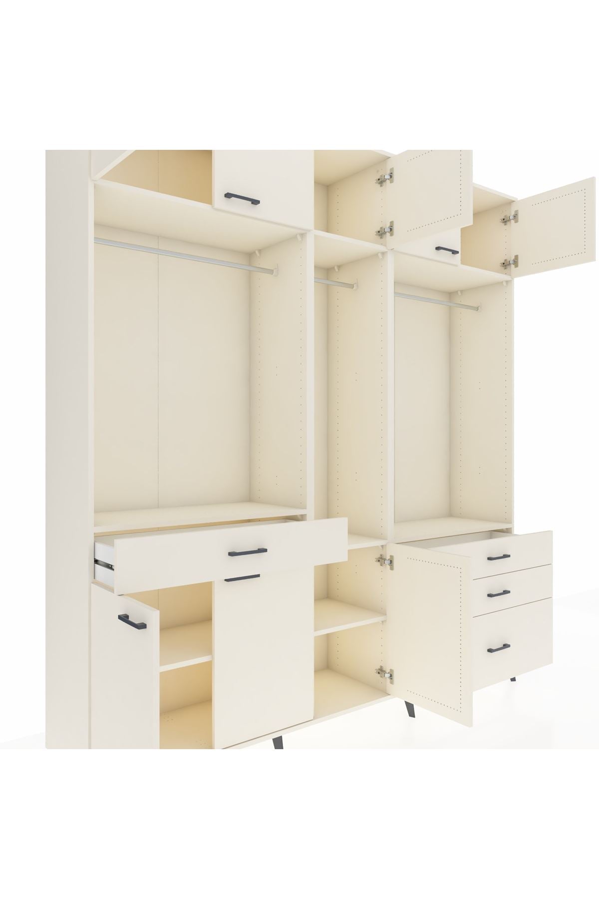 Hyperion Dolap 8 Raflı 4 Çekmeceli 3 Askılı 220x44x243 Aytaşı-Aytaşı/Aytaşı