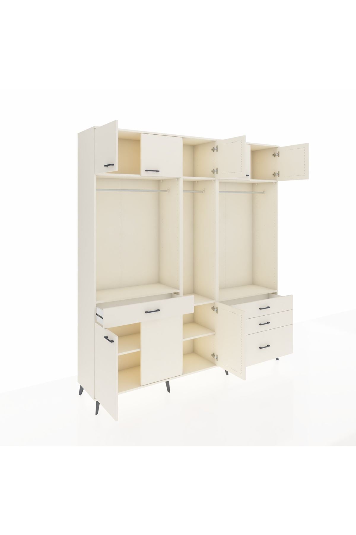 Hyperion Dolap 8 Raflı 4 Çekmeceli 3 Askılı 220x44x243 Aytaşı-Aytaşı/Aytaşı