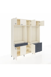 Hyperion Dolap 8 Raflı 4 Çekmeceli 3 Askılı 220x44x243 Aytaşı-Aytaşı/Antrasit