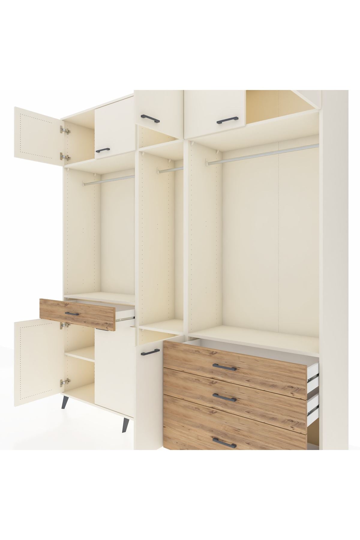 Hyperion Dolap 8 Raflı 4 Çekmeceli 3 Askılı 220x44x243 Aytaşı-Aytaşı/Çam