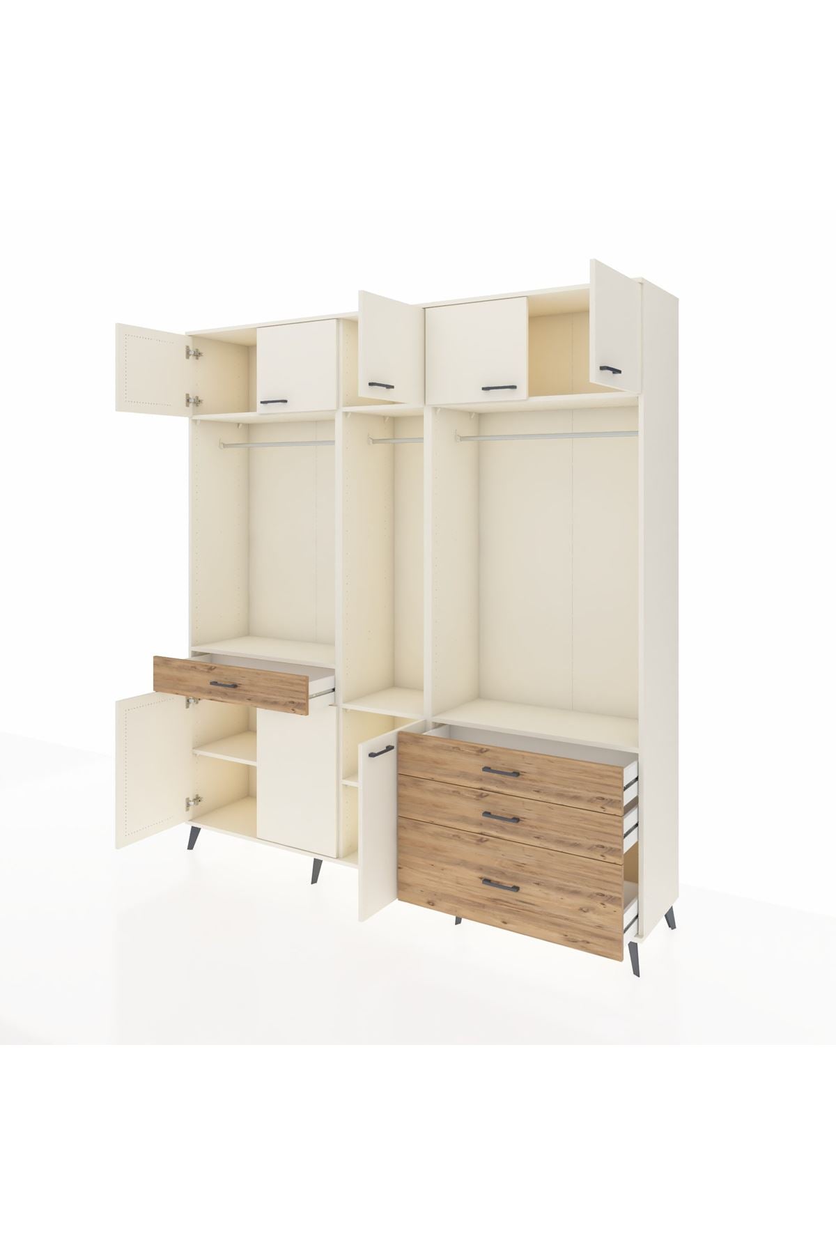 Hyperion Dolap 8 Raflı 4 Çekmeceli 3 Askılı 220x44x243 Aytaşı-Aytaşı/Çam