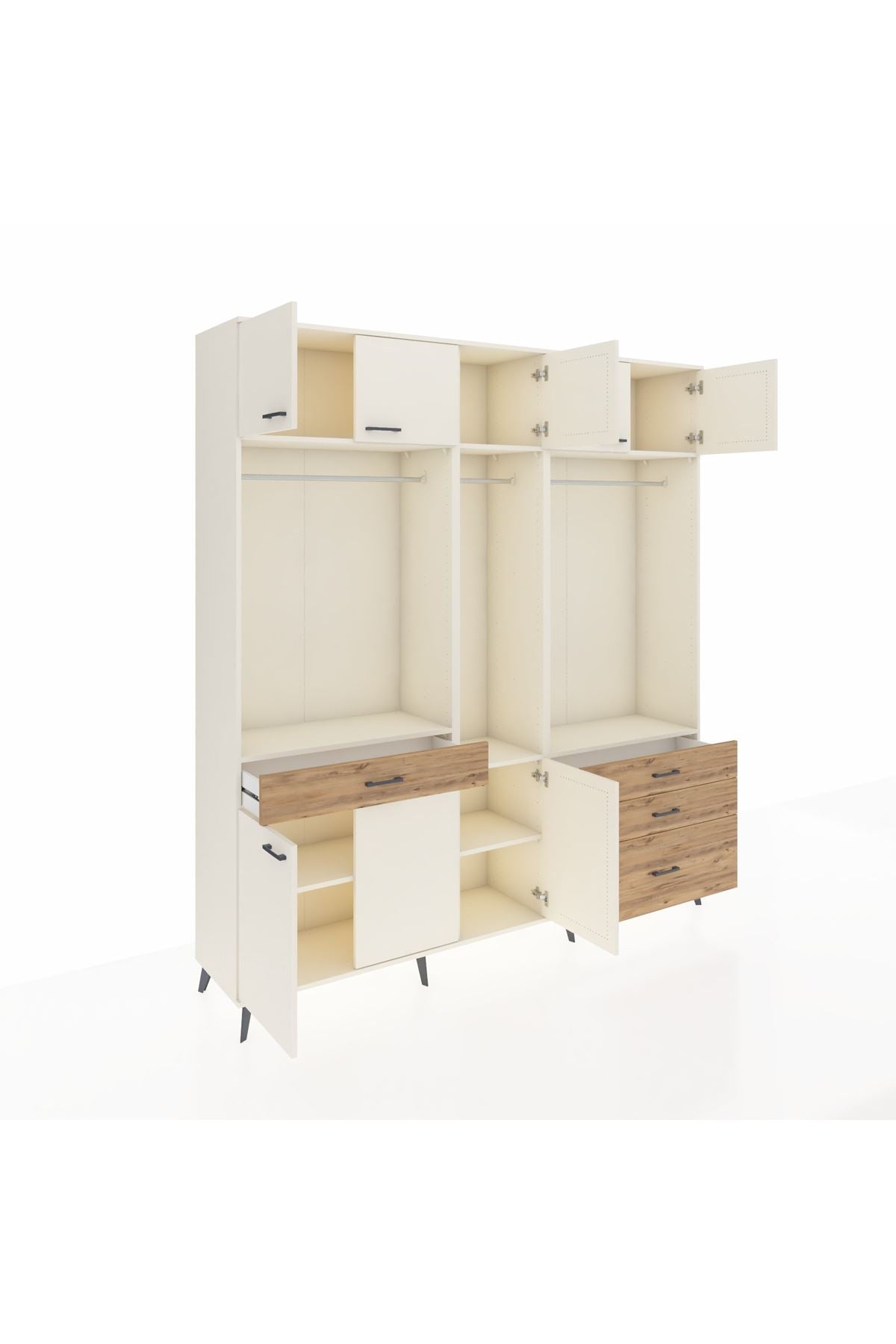 Hyperion Dolap 8 Raflı 4 Çekmeceli 3 Askılı 220x44x243 Aytaşı-Aytaşı/Çam