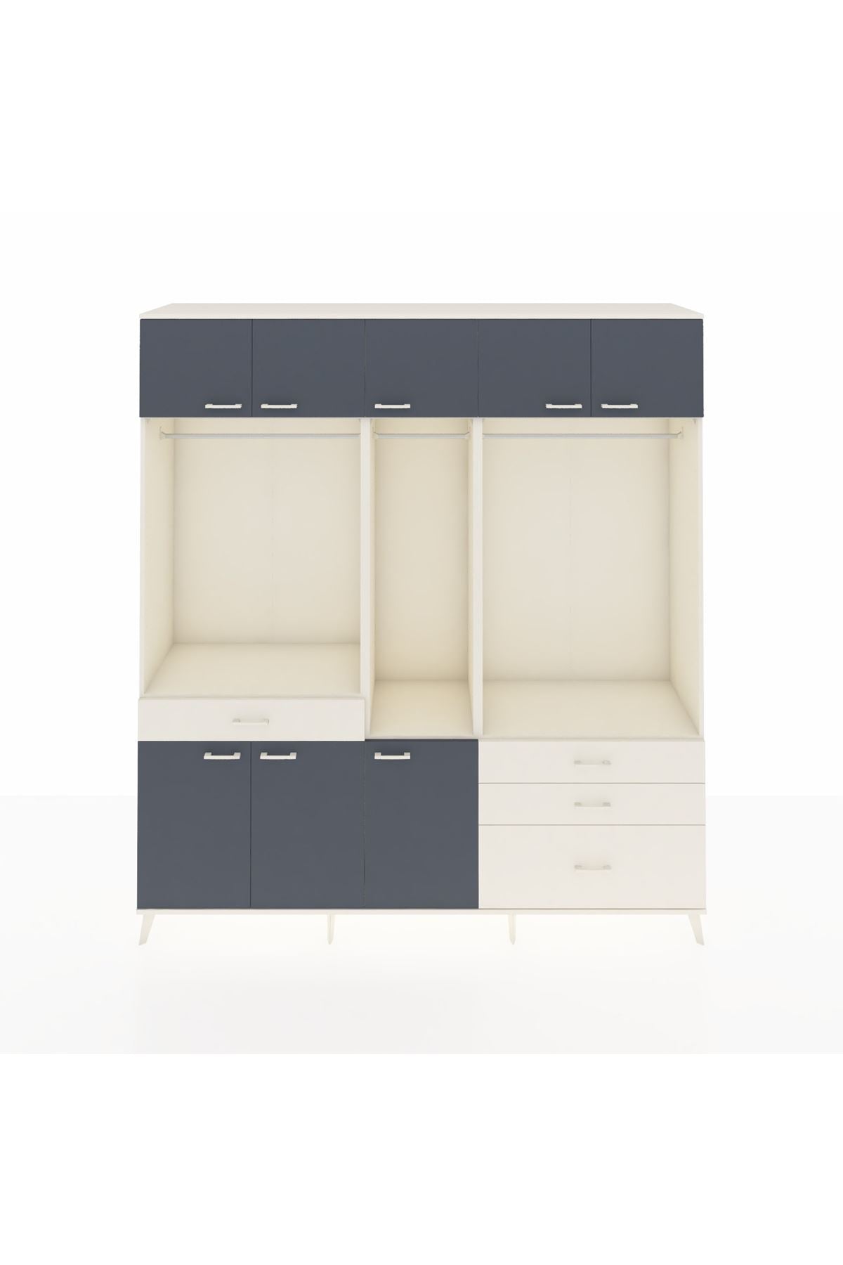 Hyperion Dolap 8 Raflı 4 Çekmeceli 3 Askılı 220x44x243 Aytaşı-Antrasit/Aytaşı