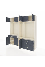 Hyperion Dolap 8 Raflı 4 Çekmeceli 3 Askılı 220x44x243 Aytaşı-Antrasit/Antrasit