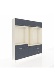 Hyperion Dolap 8 Raflı 4 Çekmeceli 3 Askılı 220x44x243 Aytaşı-Antrasit/Antrasit