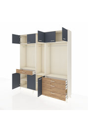 Hyperion Dolap 8 Raflı 4 Çekmeceli 3 Askılı 220x44x243 Aytaşı-Antrasit/Çam