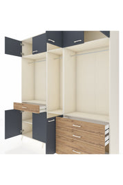 Hyperion Dolap 8 Raflı 4 Çekmeceli 3 Askılı 220x44x243 Aytaşı-Antrasit/Çam