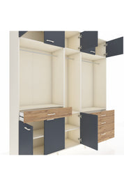 Hyperion Dolap 8 Raflı 4 Çekmeceli 3 Askılı 220x44x243 Aytaşı-Antrasit/Çam