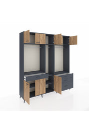 Hyperion Dolap 8 Raflı 4 Çekmeceli 3 Askılı 220x44x243 Antrasit-Çam/Antrasit