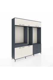 Hyperion Dolap 8 Raflı 4 Çekmeceli 3 Askılı 220x44x243 Antrasit-Aytaşı/Antrasit