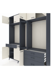 Hyperion Dolap 8 Raflı 4 Çekmeceli 3 Askılı 220x44x243 Antrasit-Aytaşı/Antrasit