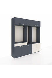 Hyperion Dolap 8 Raflı 4 Çekmeceli 3 Askılı 220x44x243 Antrasit-Antrasit/Aytaşı