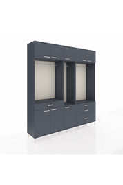 Hyperion Dolap 8 Raflı 4 Çekmeceli 3 Askılı 220x44x243 Antrasit-Antrasit/Antrasit