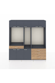 Hyperion Dolap 8 Raflı 4 Çekmeceli 3 Askılı 220x44x243 Antrasit-Antrasit/Çam