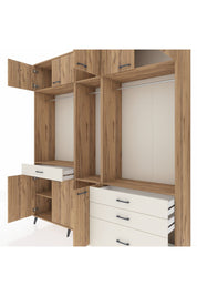 Hyperion Dolap 8 Raflı 4 Çekmeceli 3 Askılı 220x44x243 Çam-Çam/Aytaşı
