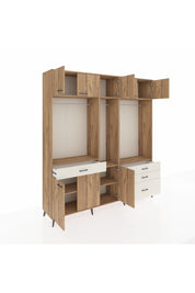 Hyperion Dolap 8 Raflı 4 Çekmeceli 3 Askılı 220x44x243 Çam-Çam/Aytaşı