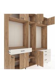 Hyperion Dolap 8 Raflı 4 Çekmeceli 3 Askılı 220x44x243 Çam-Çam/Aytaşı