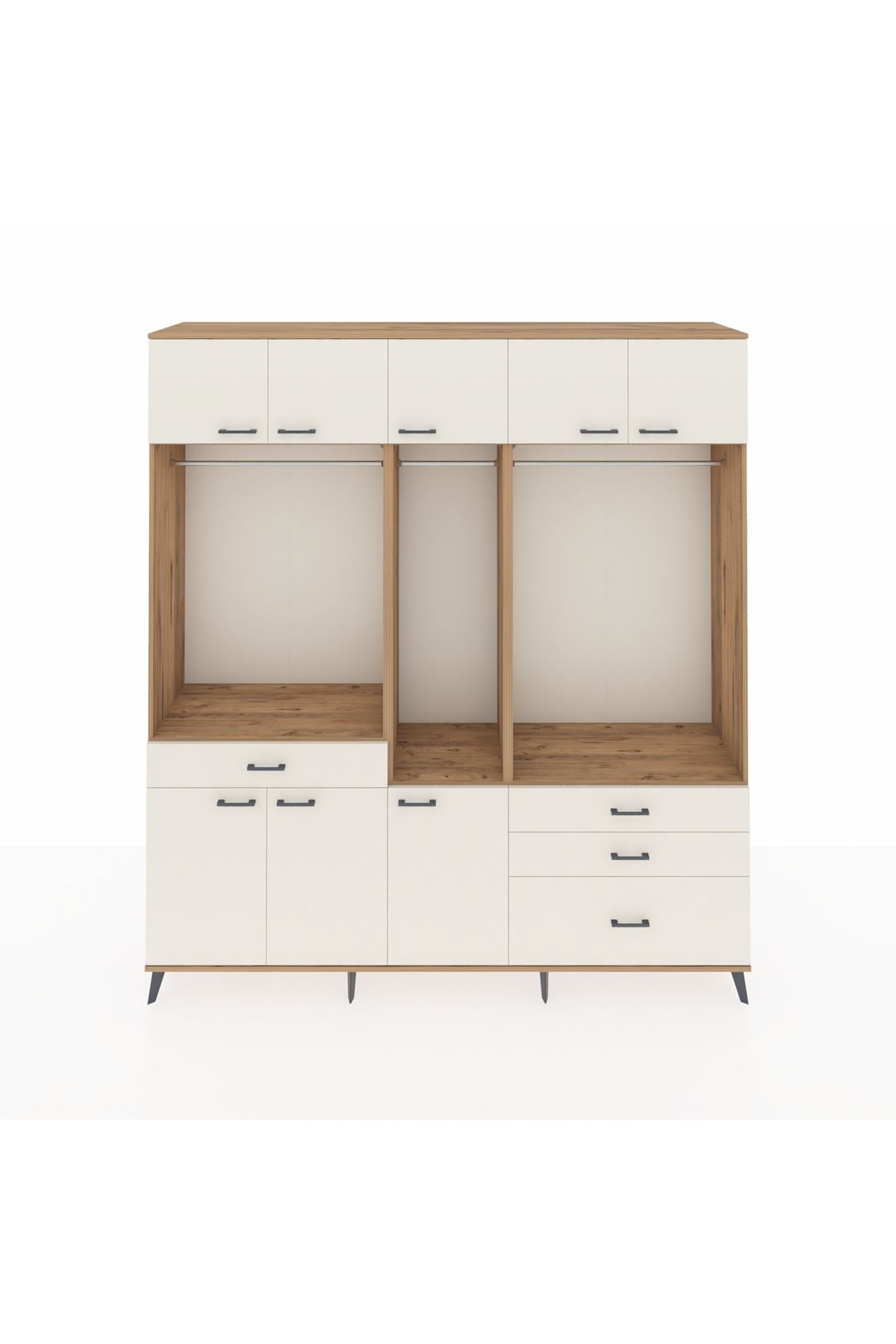 Hyperion Dolap 8 Raflı 4 Çekmeceli 3 Askılı 220x44x243 Çam-Aytaşı/Aytaşı