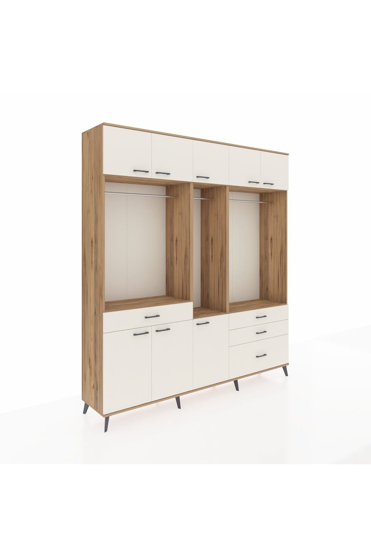 Hyperion Dolap 8 Raflı 4 Çekmeceli 3 Askılı 220x44x243 Çam-Aytaşı/Aytaşı