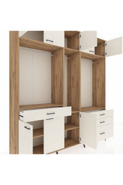Hyperion Dolap 8 Raflı 4 Çekmeceli 3 Askılı 220x44x243 Çam-Aytaşı/Aytaşı