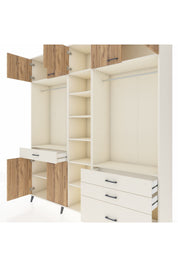 Hyperion Dolap 11 Raflı 4 Çekmeceli 2 Askılı 220x44x243 Aytaşı-Çam/Aytaşı