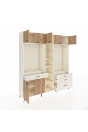 Hyperion Dolap 11 Raflı 4 Çekmeceli 2 Askılı 220x44x243 Aytaşı-Çam/Aytaşı