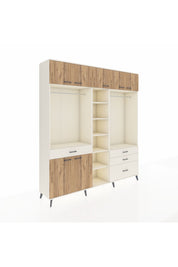 Hyperion Dolap 11 Raflı 4 Çekmeceli 2 Askılı 220x44x243 Aytaşı-Çam/Aytaşı
