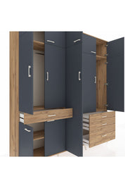 Hyperion Dolap 11 Raflı 4 Çekmeceli 2 Askılı 220x44x243 Çam-Antrasit/Çam