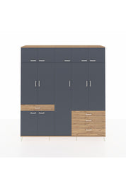 Hyperion Dolap 11 Raflı 4 Çekmeceli 2 Askılı 220x44x243 Çam-Antrasit/Çam